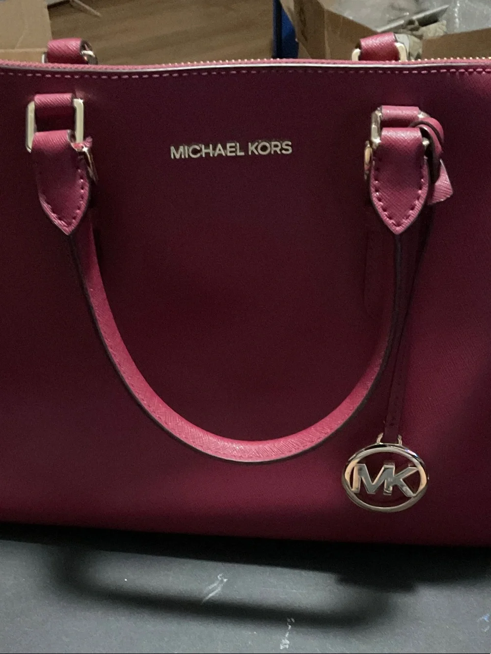 Michael Kors Maroon Saffiano Leather Satchel